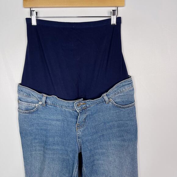ASOS Design Maternity US 4 Over The Belly Jeans Slim Straight Leg Ripped Knee - Picture 3 of 9